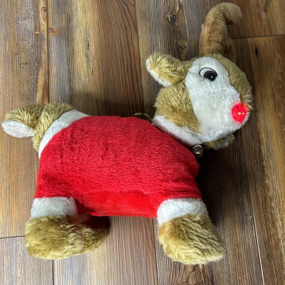 Vintage Christmas Rudolph the Red Nose Reindeer Emson Lights Up Reindeer Plush - Picture 4 of 11